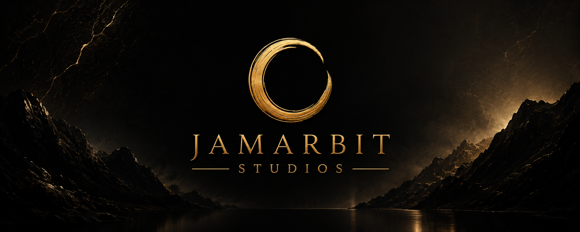 JAMARBIT STUDIOS cinematic banner featuring the Eternal Circle and mountain landscape